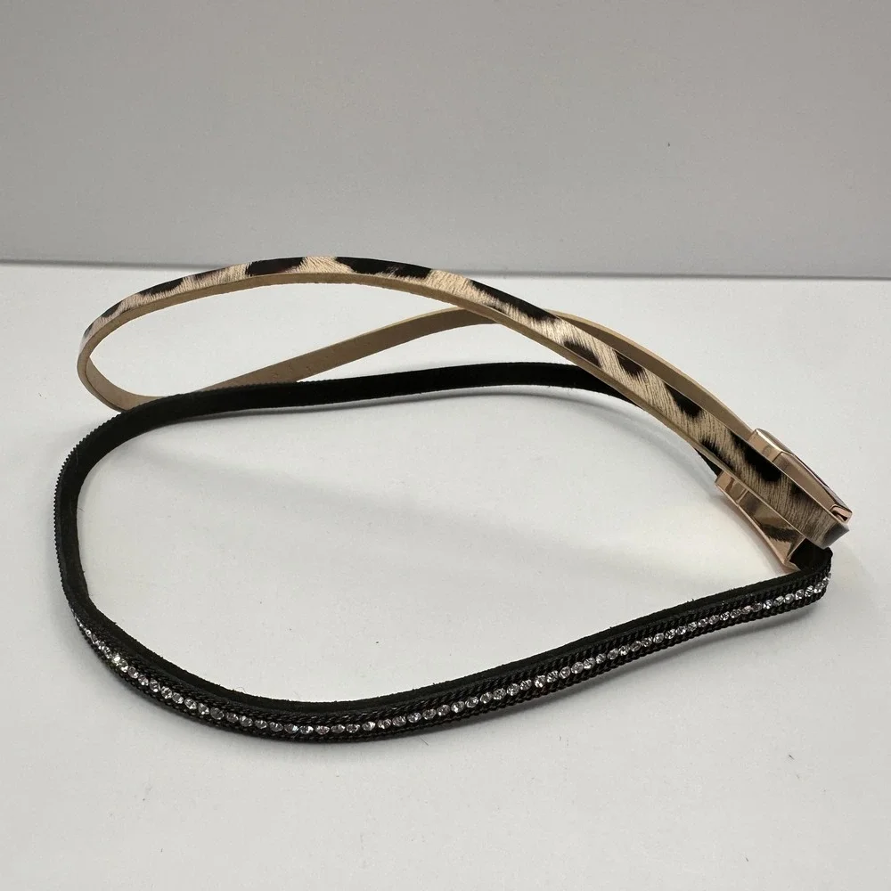 Vintage 90s Leopard Print Rhinestone Gold Tone Horse Bridle Browband